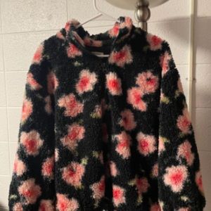 Sandy Liang x Target Black/Pink Floral Print 1/4 Zip Sherpa Jacket Size M